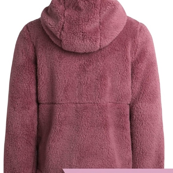 Reebok Women's Pink Fleece Logo Hoodie Zip Jacket Sz Large Cozy Fuzzy Coat - Picture 4 of 15